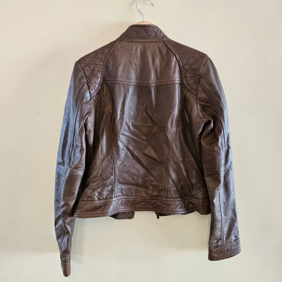 Black Rivet Brown Leather Jacket - Picture 3 of 6